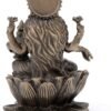 Magic  Collection~3.3" Hindu God Lakshmi Sitting On Lotus Cast Resin Antique Bronze Finish Statue Fortune Sculpture