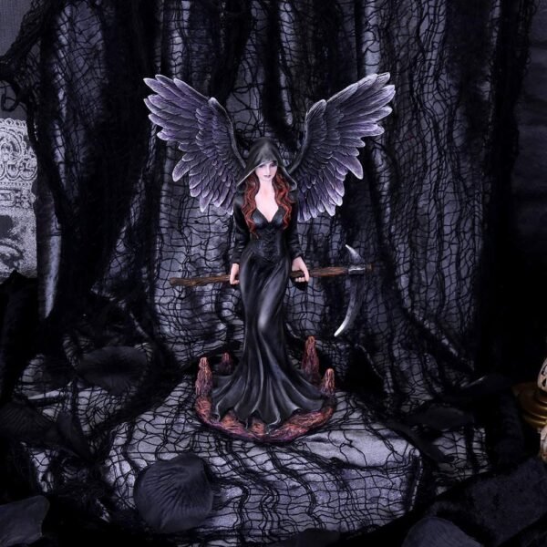 Light Collection~Take My Soul Gothic Female Reaper with Scythe Figurine, Polyresin, Black, 23.5cm