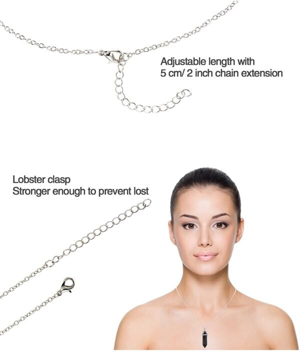 Witchcraft~12 Pieces Hexagonal Chakra Crystal Bullet Shape Gemstone Pendant Necklaces Pointed Quartz Stone Chain Necklaces Artificial Stone with Storage Bag