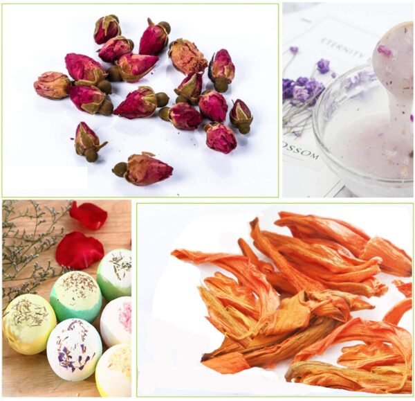 Witchcraft~PNANA Dried Flowers - Bath Bomb Making Kit Tea Bulk of Lavender Buds, Rosebud, Jasmine, Chamomile, Also for Cake Decorations Candle Making Soap Making kit