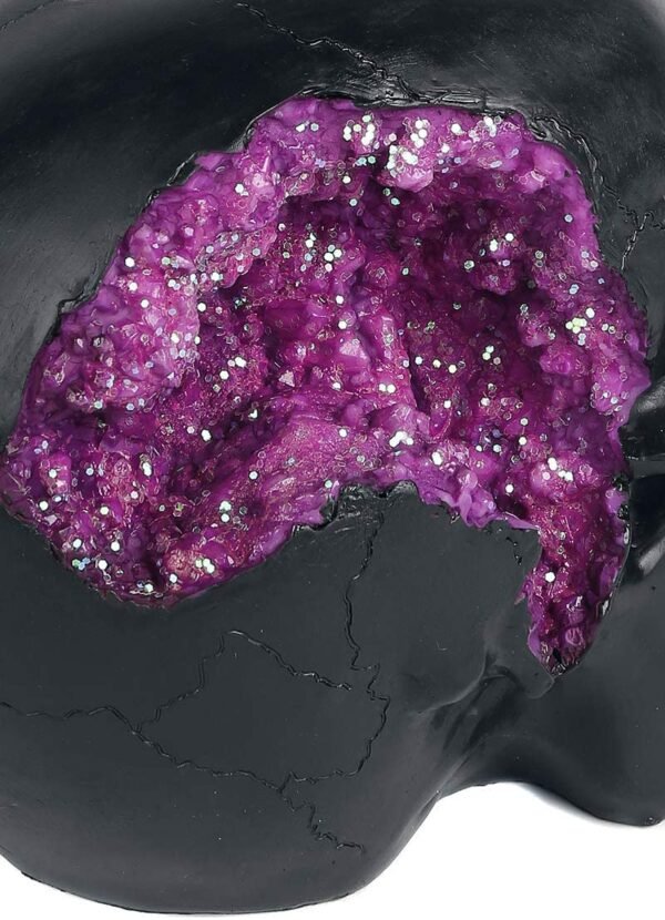 Magicun N.Giftware~Geode Skull Figurine 17cm Black, Resin