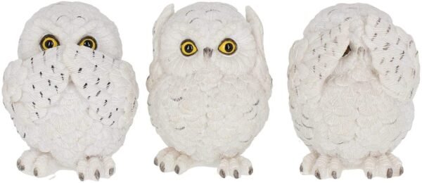 Magicun N.Giftware~Three Wise Owls Figurine 9cm White