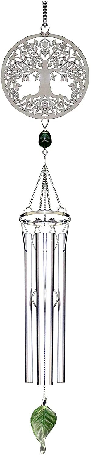 Magicun N.Giftware~, Silver Tree of Life Wind Chime Dreamcatcher, Stainless Steel, 25cm