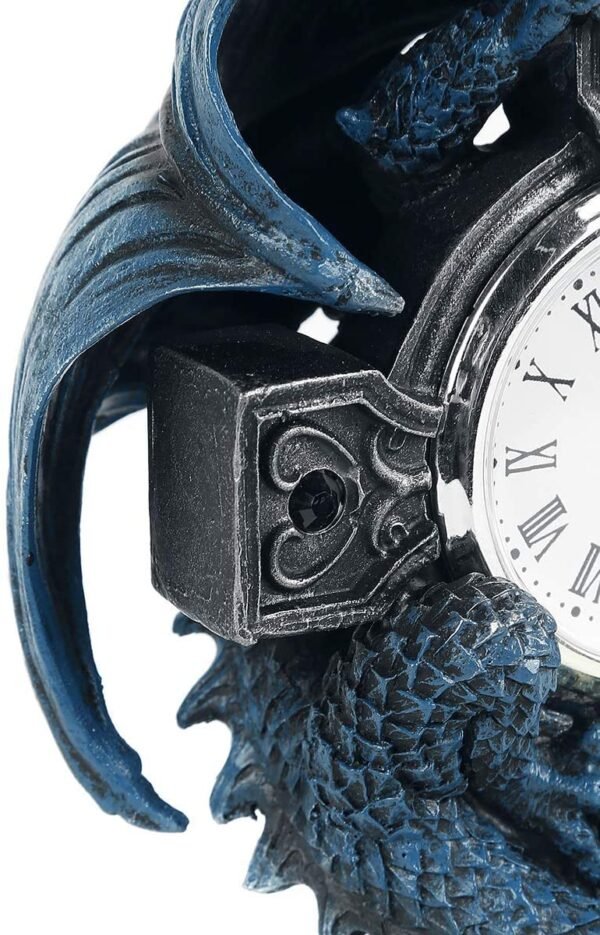 Artist Collections~ B3602J7 Draco Clock Anne Stokes 17.8cm, Resin, Blue, One Size