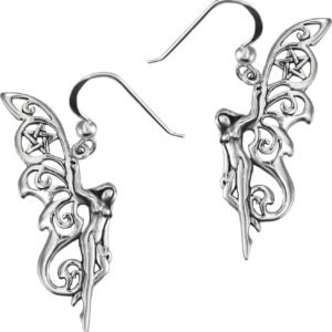 Sterling Silver Pagan Pentacle Faerie Earrings