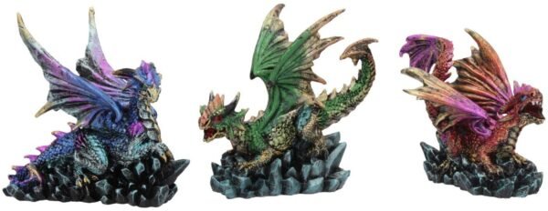 Fantasy Collection~ Rock Protectors Set of Three Dragon Figurines 8.5cm Multi-Coloured, Resin
