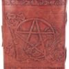 Wiccan Collection~Pentagram Embossed Leather Journal With Lock 20cm Brown