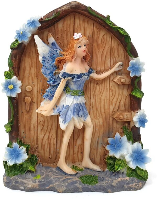 Home Decor~Spirit of Equinox Colourful Miniature Fairy Door Sparkly Glitter Home and Garden Figurine Ornament (Violet)