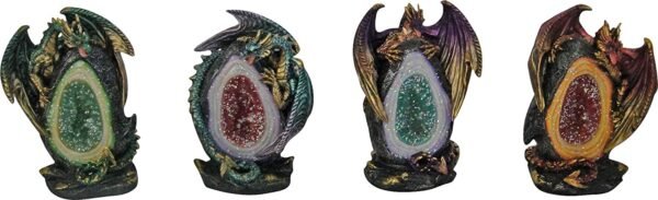 Nemesis Now Geode Keepers Set of Four Figurine 12cm Gold, Resin