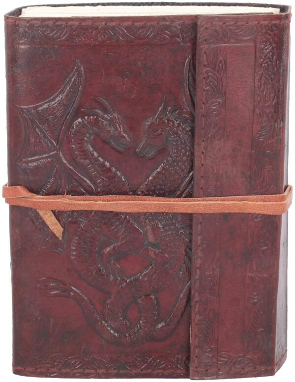 Magicun N.Giftware~Double Dragon Leather Journal 20cm Brown