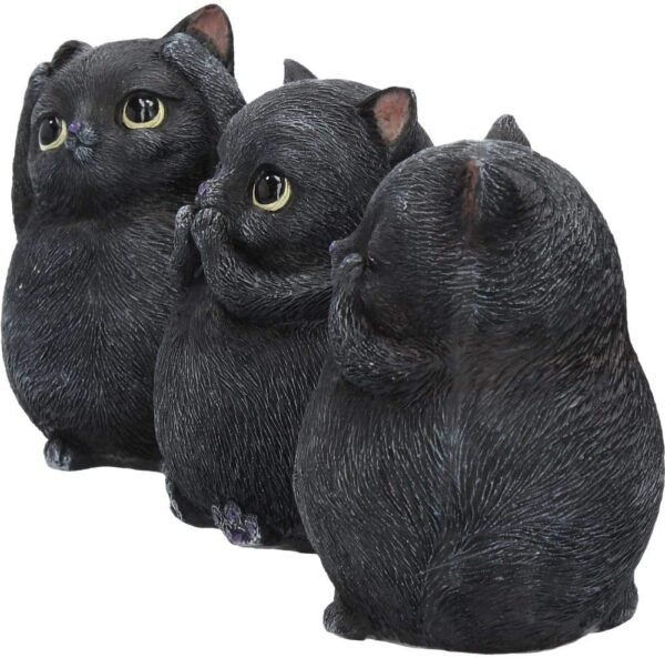 Animal Collection~ Three Wise Fat Cats 8.5cm Figurine, Resin, Black