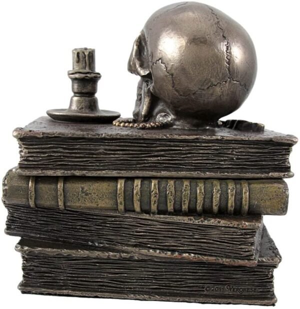 Magic  Collection~Bronze Wizard`s Study Books and Skull Trinket Stash Box