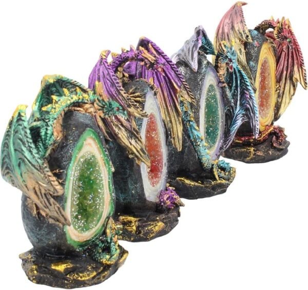 Nemesis Now Geode Keepers Set of Four Figurine 12cm Gold, Resin