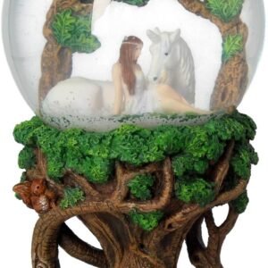 Artist Collections~ Pure Heart Anne Stokes Snowglobe 21cm Green, Resin, 18cm