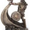 Magic  Collection~9.5 Inch Norse Viking Warrior Standing On Long Ship Prow Antique Bronze Finish Statue