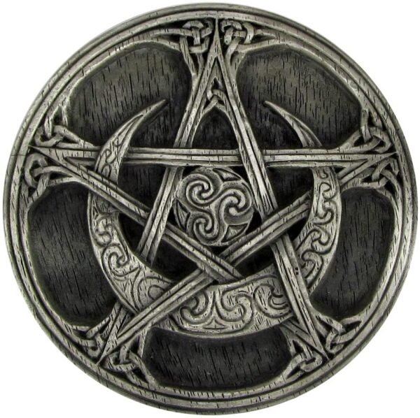 Magicun Altar~Pewter Moon Pentacle Altar Tile Paten