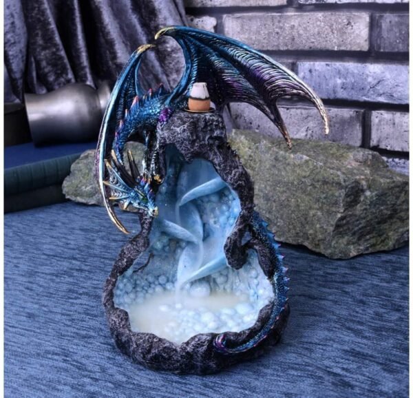 Fantasy Collection~ Dragons Intrigue Backflow Incense Burner 21.5cm, Blue