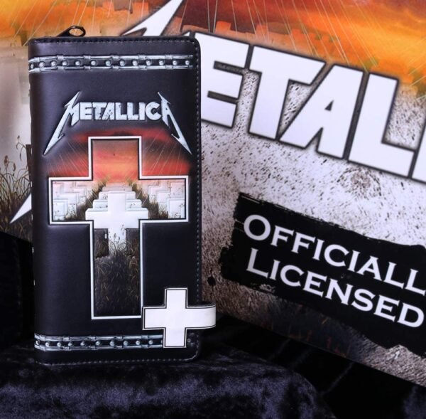 Band Merchandise~ B4685N9 Metallica Master of Puppets Embossed Purse, PU, Black, 18.5cm