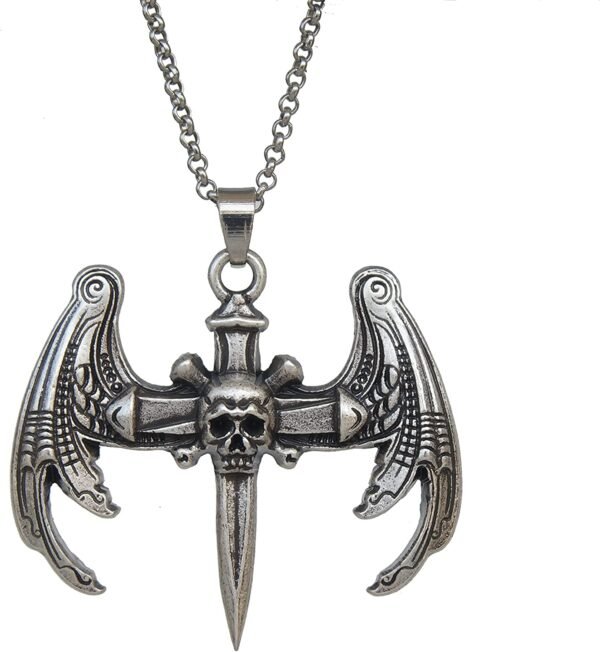 Gothic Hop Skull Cross with wing Pendant Necklace For Men Gift Jewelry