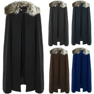 720940b3a50ce115b91acd68ac8983b7 Men's Medieval Coat Cloak Larp Viking Renaissan Winter Fur Collar Pirate Cosplay Cape Women Halloween Gothic Steampunk Costume