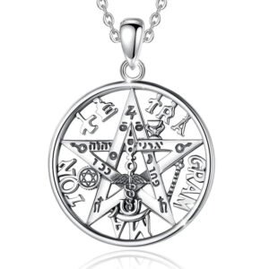 732baa645903f6e6931017c1dac18d56 Sterling Silver Tetragrammaton Pentagram Amulet Necklace Gothic Pendan