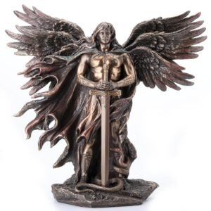 Unicorn Studio WU75976A4 Guardian Angel Statue in 6 Winged with Sword and Serpent, 11-inch Cold Cast Bronze