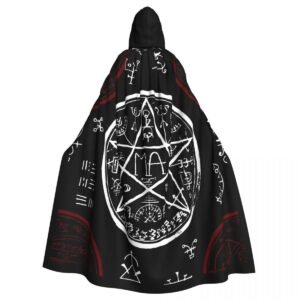 Long Cape Cloak Pentagram And Mystic Symbols Hooded Cloak Coat Autumn Hoodies