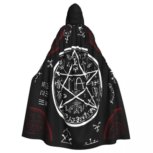 Long Cape Cloak Pentagram And Mystic Symbols Hooded Cloak Coat Autumn Hoodies