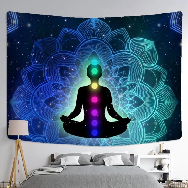 Vibrant Mandala Buddha 7 Chakra Tapestry – Elevate Your Space with Boho Bliss and Spiritual Serenity