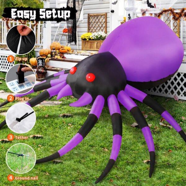 Halloween Inflatable 5 FT Halloween Spider Inflatable, Inflatable Halloween Spider Halloween Blow up Spider with LED Lights, Outdoor Halloween Decorations Clearance for Halloween/Holiday/Party