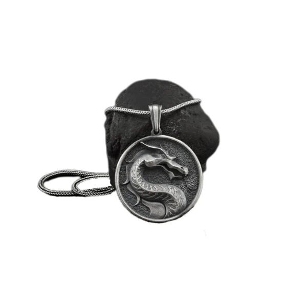 Mortal Kombat Dragon Pendant Men's Hip Hop Necklace Titanium Steel Punk Jewelry