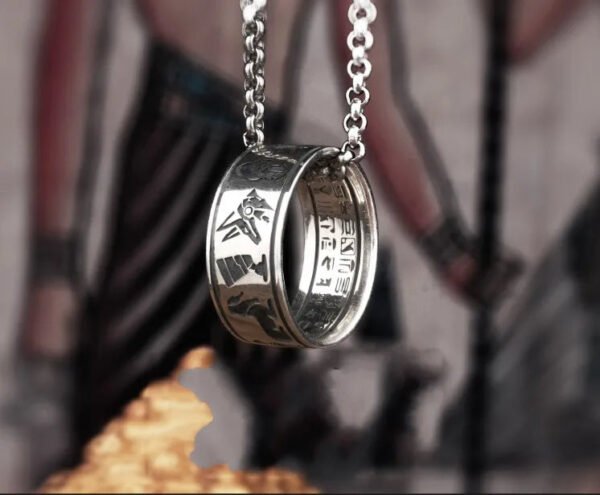 Sterling Silver Egyptian Hieroglyphics Ring Jewelry with Horus Anubis
