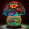 Retro Stained Glass Plant Series Table Lamps Colorful Bedroom Bedside Flower Mushroom Creative Table Night Lamp Atmosphere Light