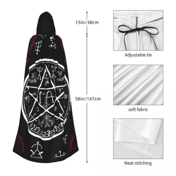 Long Cape Cloak Pentagram And Mystic Symbols Hooded Cloak Coat Autumn Hoodies