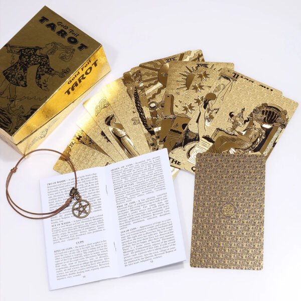 Golden Foil Tarot Mysterious Divination Golden Flip Table Game Waterproof and Wear-resistant Gift Box Luxury Instruction Manual