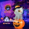 Halloween Inflatable 6 FT Inflatable Halloween Cat Sitting on Pumpkin, Halloween Inflatable Cat Pumpkin with LED Lights, Funny Outdoor Halloween Decorations for Halloween/Holiday/Party