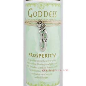 Magic Candle~Prosperity 6-1/4" Handmade Ritual Pillar Candle w Goddess Charm Pendant Necklace