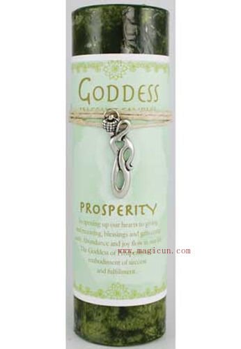 Magic Candle~Prosperity 6-1/4" Handmade Ritual Pillar Candle w Goddess Charm Pendant Necklace