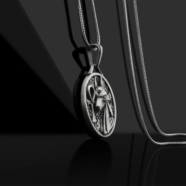 Vintage Death God Anubis Pure Tin Necklace Hip Hop Men's Egyptian Anka Cross Horus Eye Pendant Amulet Party Jewelry Gift