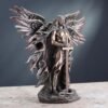 Unicorn Studio WU75976A4 Guardian Angel Statue in 6 Winged with Sword and Serpent, 11-inch Cold Cast Bronze