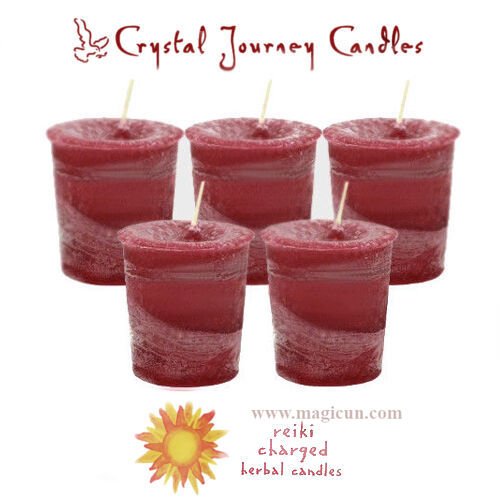 Magic Candle~Set of 5 "Motivation" Herbal Magic Reiki Charged Essential Oils Votive Candles