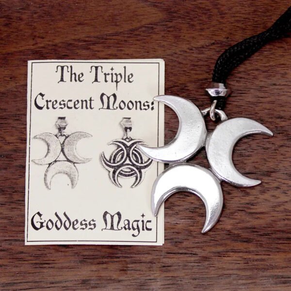 Crescent Triple Moon Necklace Goddess Pendant Lunar Pagan Wiccan Jewelry