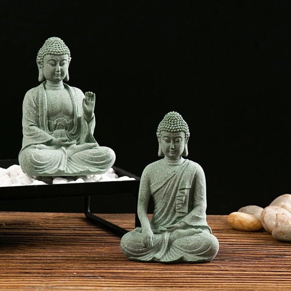Buddhist Ornament Buddha Statue Zen Ornament Buddhist Figurines Sandstone Artwork Oriental Culture Ornament Home Ornament