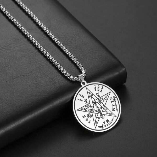 Vintage Talisman Tetragrammaton Pentagram of Solomon Pendant Wicca Necklace Gift