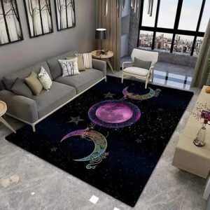 Witch Sun Moon Pentagram Altar Carpet for Living Room Gothic Decor Sofa Table Area Rugs Anti-slip Floor Mat Bathroom Doormat