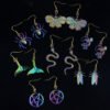 7type Psychedelic Multicolor Cicada Snake Butterfly Spider Insect Animal Earrings Cute Earrings Magic Jewelry for Women