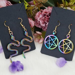 7type Witch Earrings Psychedelic Snake Spider Butterfly Pentagram Animal Drop Earrings Pagan Gothic Wiccan Craft