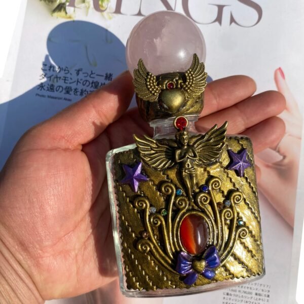 Natural Rose Quartz Crystal Sphere Lid Hot Selling Magic Glass Bottle Special Jewelry Gift For Decoration