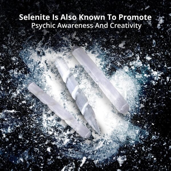 Himalayan Glow 1063 WBM Selenite Healing Crystals, 2 Wands with Single Massage Stick – 3 Count