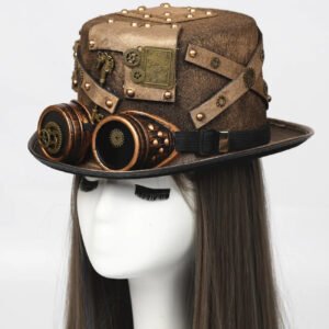 Steampunk Men Hat With Goggles Top Hat Jazz Hat Gothic Steampunk Top Hat For Men Non-slip Hat Carnival Nightclub